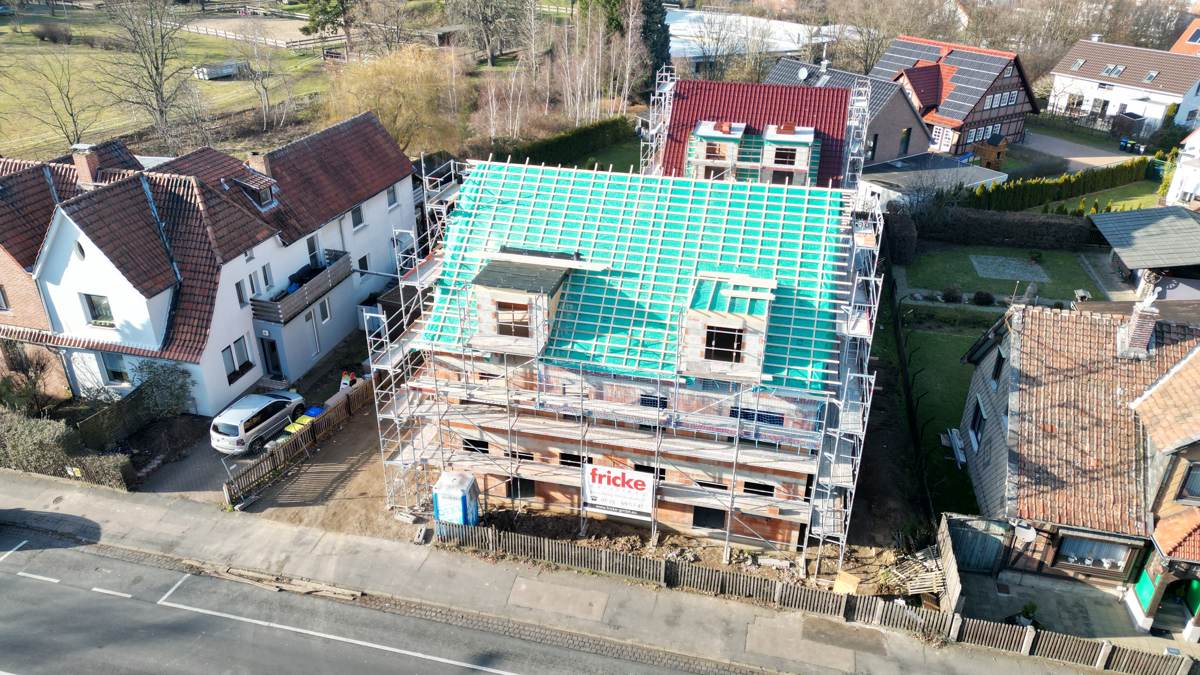 Der neue Dachstuhl während der Bauphase