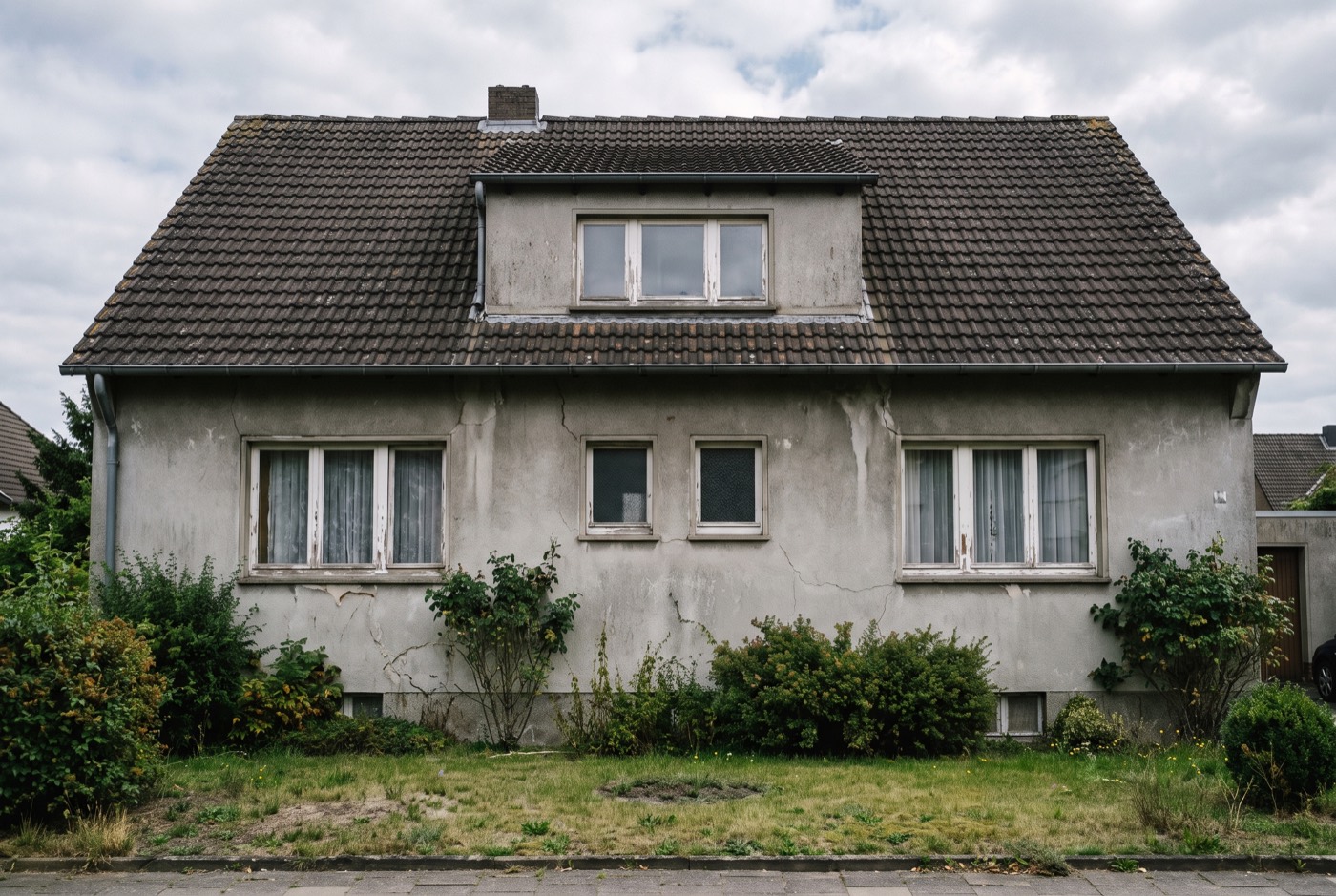 Dasselbe Einfamilienhaus vor der beispielhaften Modernisierung